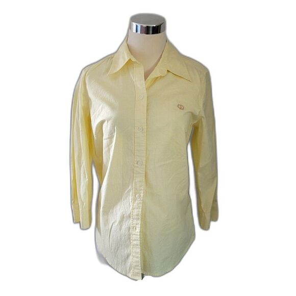 Izod Yellow Small Plaid Button Down Shirt Size S - Picture 2 of 6